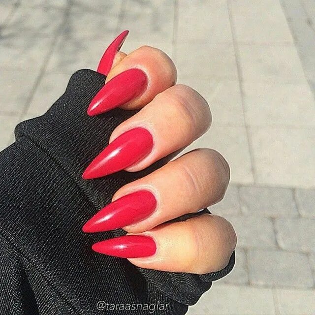 Красный маникюр на длинные ногти Pin on Nails