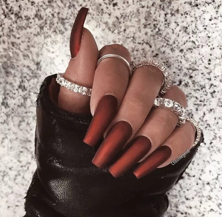 Красный маникюр на длинные ногти Untitled Red nails glitter, Red acrylic nails, Red nails