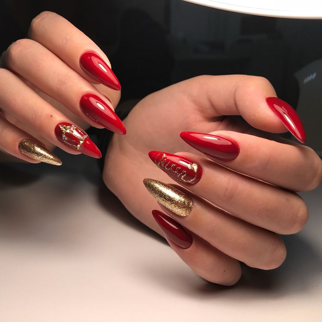 Красный маникюр на длинные ногти новинки Pin on Ногти Stiletto nails designs, Yellow nails design, Nail colors