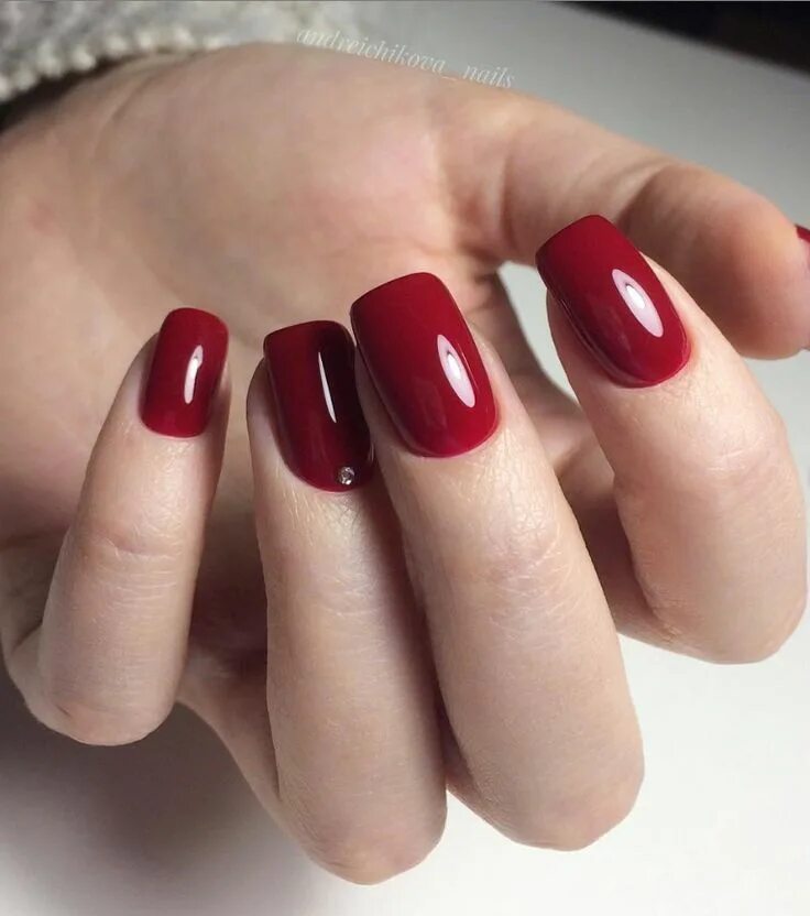 Красный маникюр на короткие ногти квадратной формы 45 Hottest Acrylic Short Coffin Nails Color & Shapes Design For All Fashion Ladi