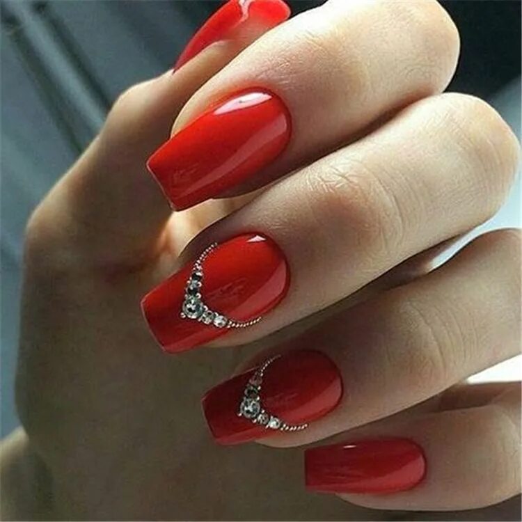 Красный маникюр на квадратные ногти на торжество Gorgeous Red Nail Art Designs For Stylish Women; Red Nails; Coffin Nails; Nails;