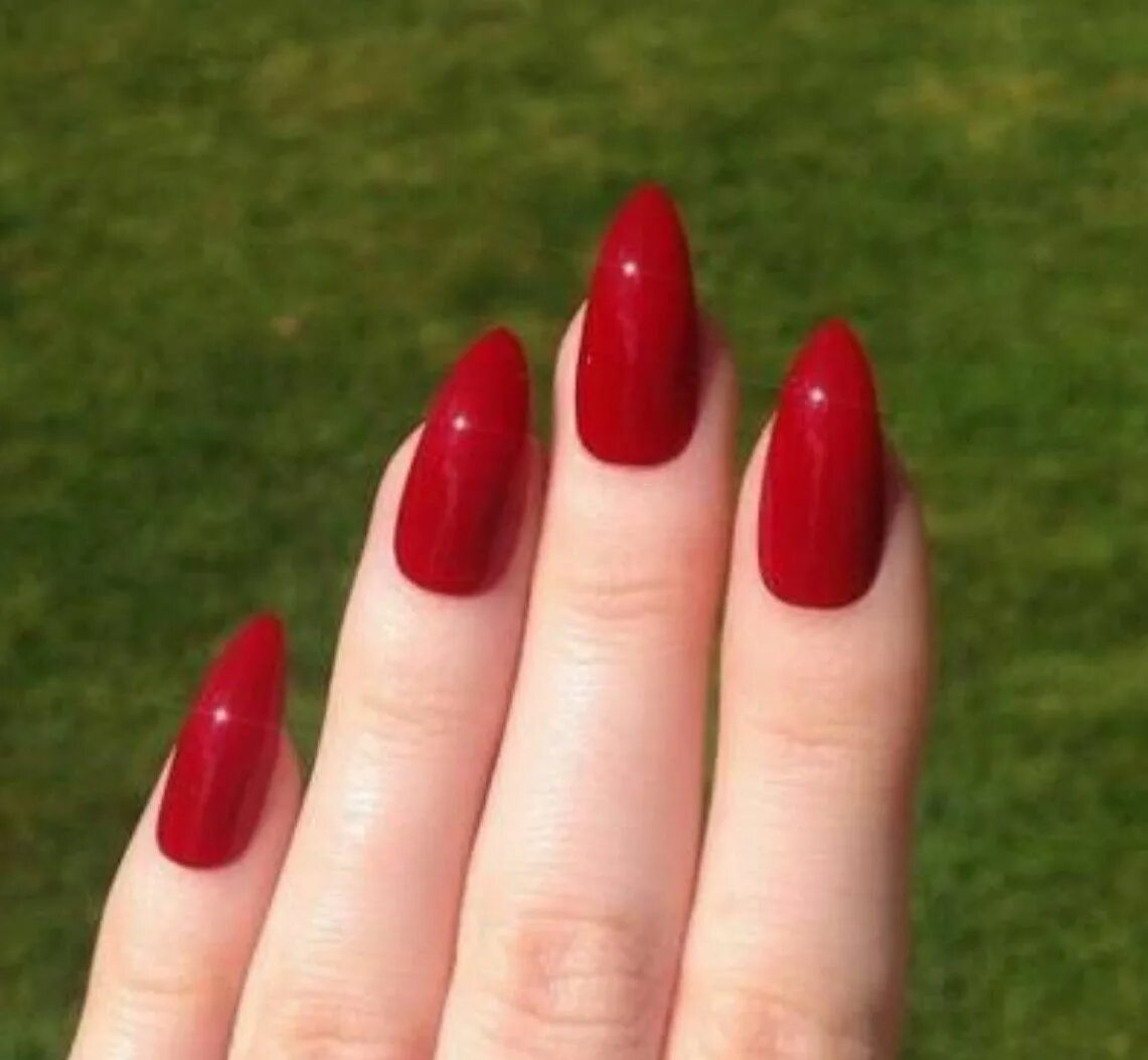 Красный маникюр на миндалевидную форму ногтей Pin by Rebecca on Makeup and nails Pointy nails, Red acrylic nails, Red stiletto