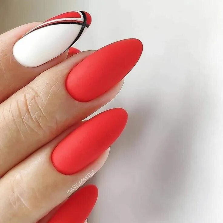 Красный маникюр на миндальные ногти 2024 Ghim trên NAILS Nghệ thuật làm móng