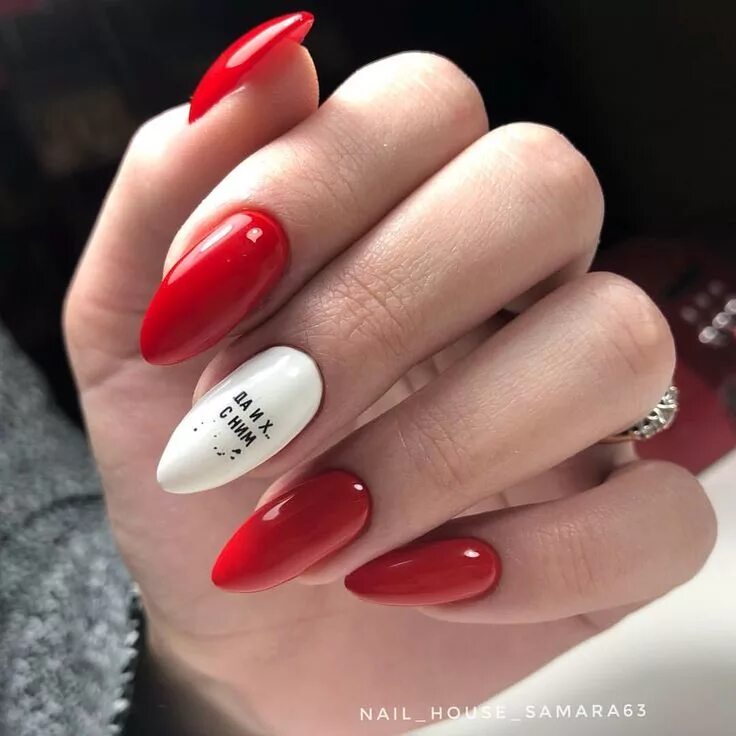 Красный маникюр на миндальные ногти 2024 Пин на доске nails Дизайнерские ногти, Гелевые ногти, Модные ногти