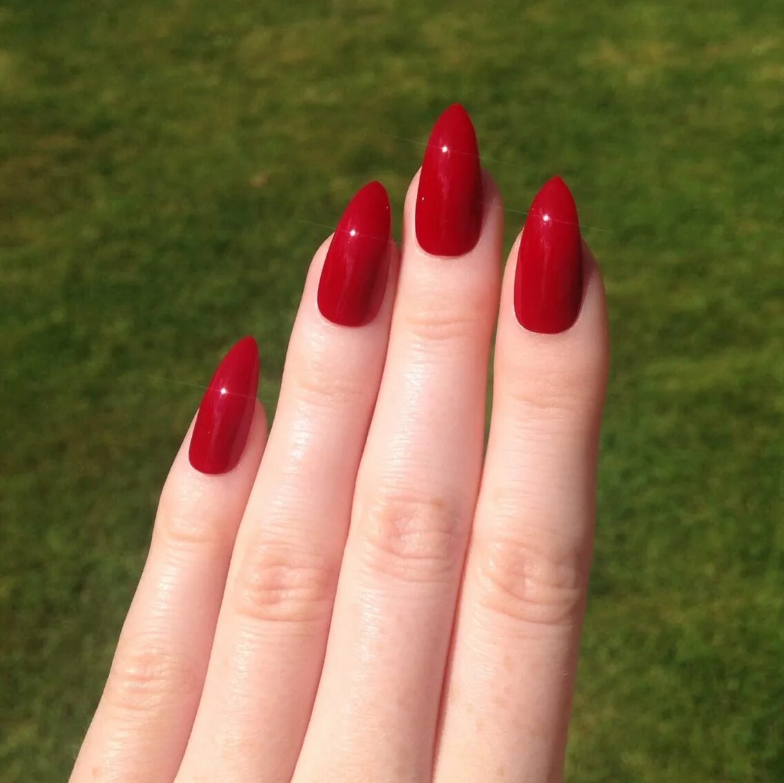 Красный маникюр на миндальные ногти 2024 Ruby red medium length acrylic nails. Barbarabeauté Barbarabeaute Red nail art, 