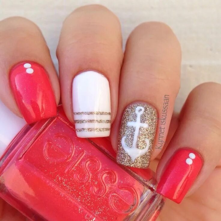 Красный маникюр на море Pin by Amypub on nails , ideas, tips , inspire Nautical nails, Cruise nails, Pre