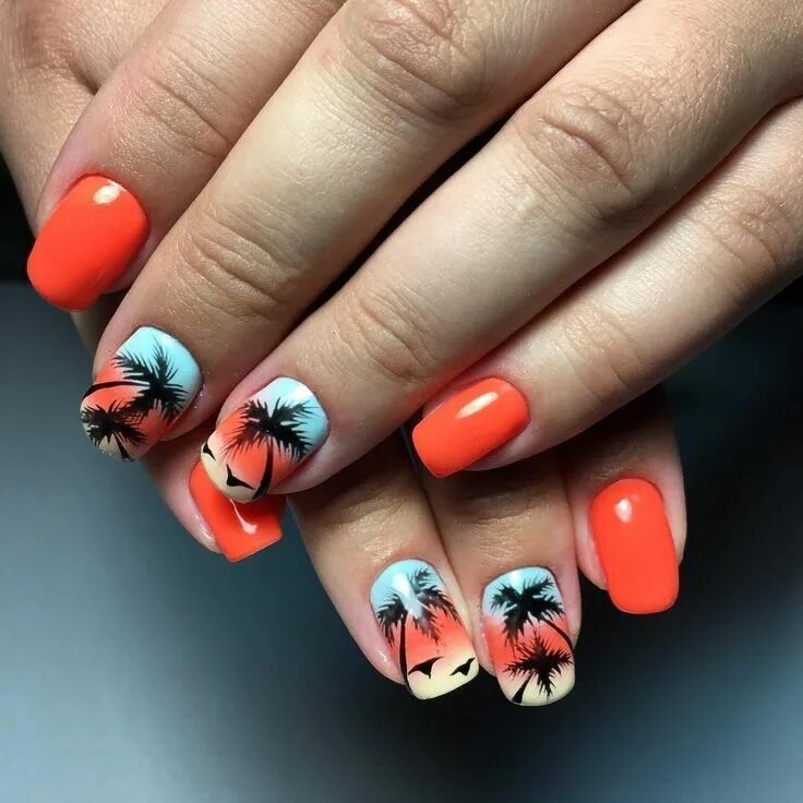 Красный маникюр на море Pin by Kim Mash on Nailed It Nail art designs summer, Beach nail art designs, Be