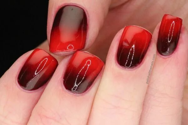 Красный маникюр омбре фото Very Vampy Gradient Nails Ombre nails tutorial, Ombre nails, Gradient nails