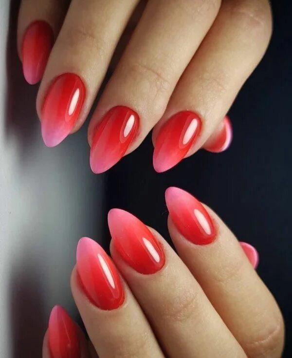 Красный маникюр омбре фото pink gradient nails - Google Search Pink ombre nails, Red ombre nails, Ombre nai