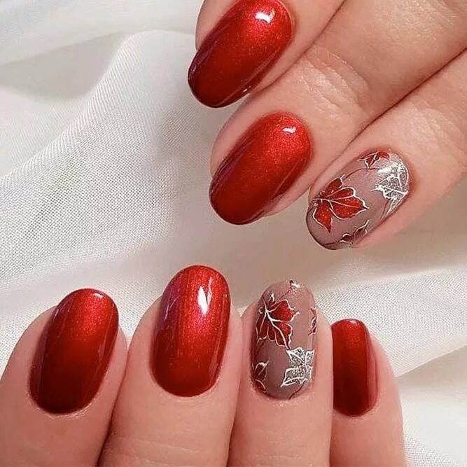 Красный маникюр осень 2024 77 Fall Nail Colors to Inspire You in 2023 Nail colors, Fall nail designs, Fall 