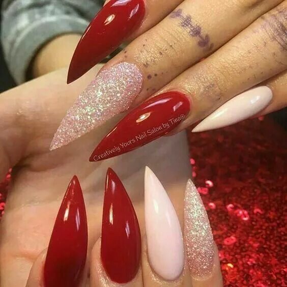 Красный маникюр острый миндаль Pin on Nails Red stiletto nails, Red acrylic nails, Stiletto nails designs