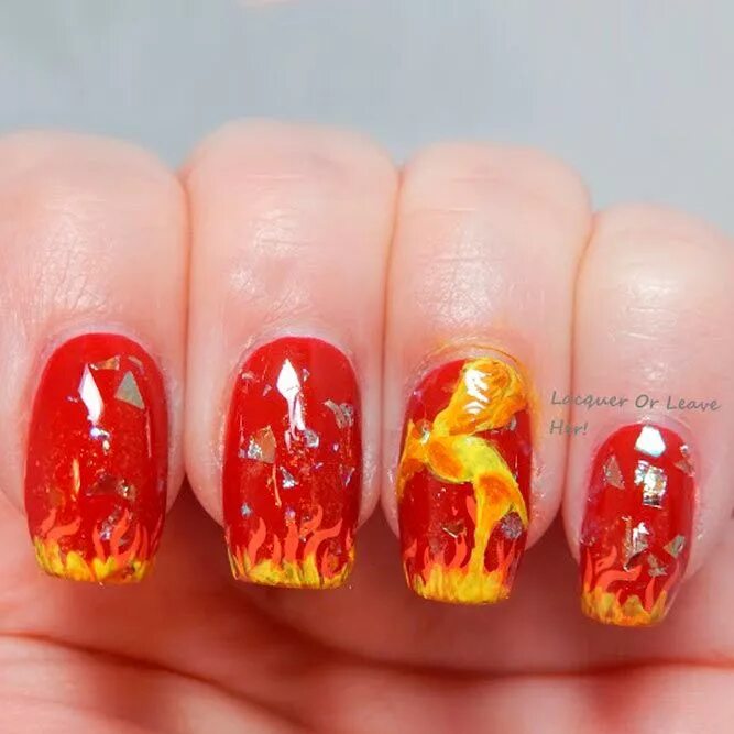 Красный маникюр пламя 51 Red Nails Designs and Ideas For Stylish Ladies Nail designs, Colorful nail de