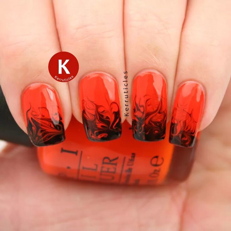 Красный маникюр пламя My 24 favourite nail art manicures of 2014 Red nail art, Halloween nails, Nail a
