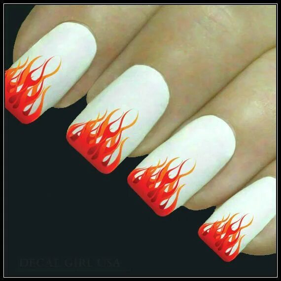 Красный маникюр пламя Nail Decal Flame Nail Art 20 Water Slide Decals Fingernail Decals Nail Tattoos F