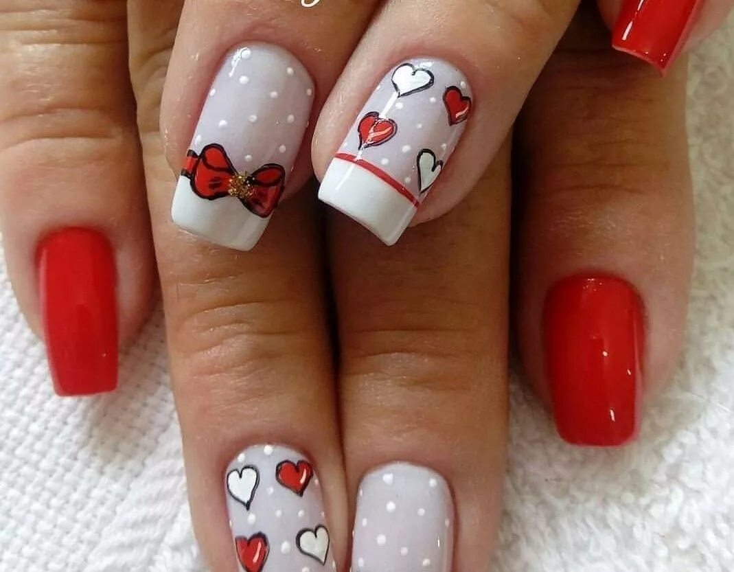 Красный маникюр с бантиком Awesome 35 Most Creative DIY Valentine Nail Art You Will Love http://klambeni.co