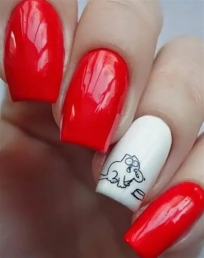 Красный маникюр с белыми рисунками Pin by Pamela Polhamus on Nail Ideas Gel nail art designs, Gel nail art, Gel nai