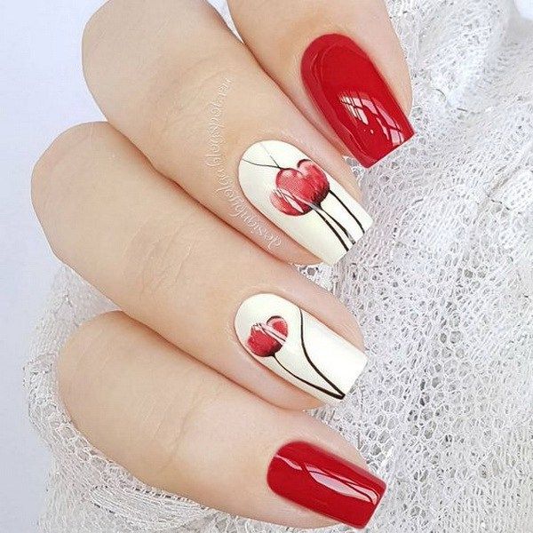 Красный маникюр с белыми рисунками 60+ Stylish Nail Designs for 2017 - For Creative Juice Schöne nägel, Nagelideen,