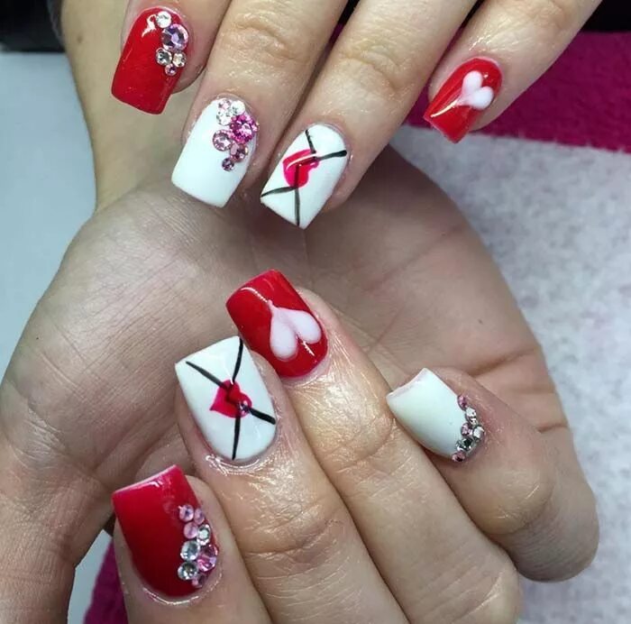 Красный маникюр с белыми рисунками 80 Stylish Acrylic Nail Design Ideas Perfect for 2016 Fashionisers © Valentine n