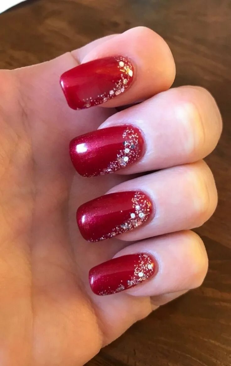 Красный маникюр с блестками 2024 Gorgeous 60 Lovely Chrismas Nail Art You Need to Copy ногти в 2019 г. Ногти, Рож
