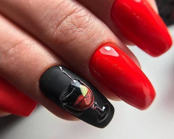 Красный маникюр с бокалом Про Ногти (МК,материалы для ногтей)Nails PRO ™ Wine nails, Glass nails art, Glas
