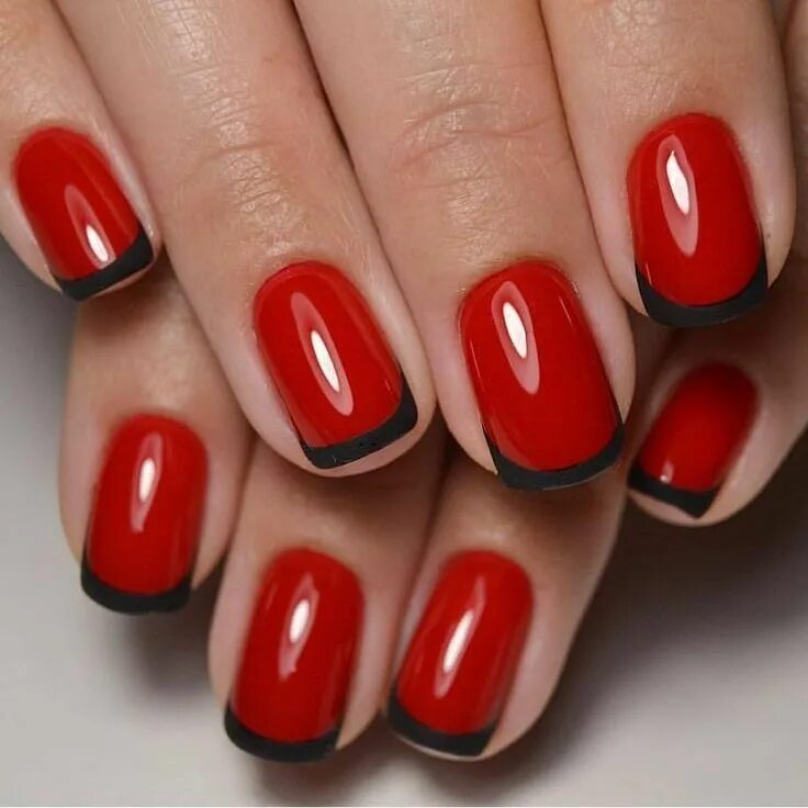 Красный маникюр с черным френчем If you want to get better and faster at nail design you need a nail trainer / Pr