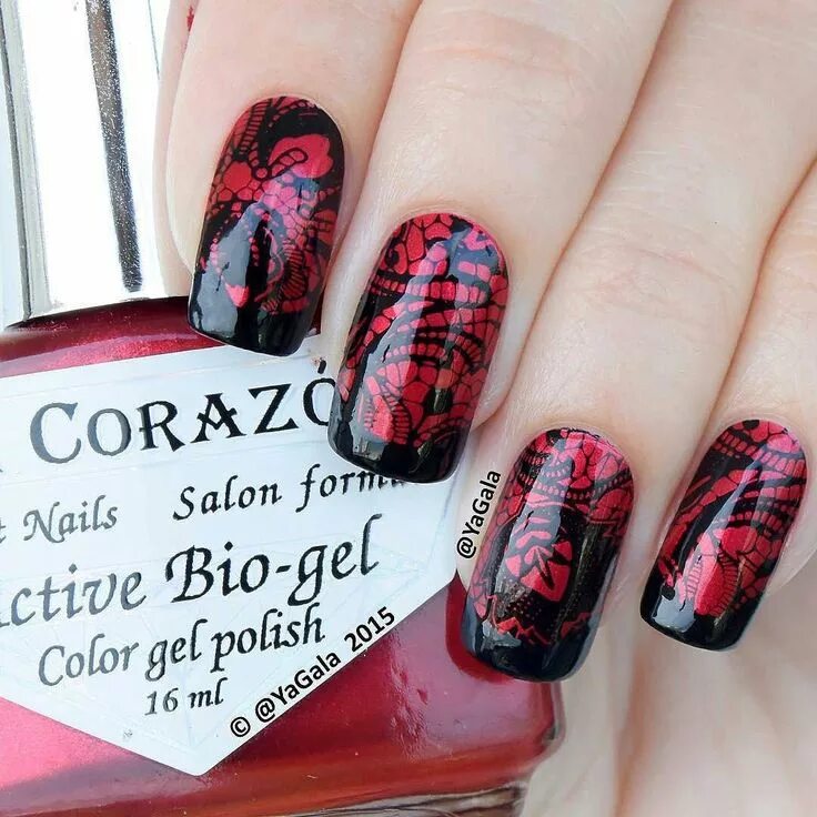 Красный маникюр с черным стемпингом Makyaj İpuçları ve Videolar on Instagram: " from @yagala - ❤ ️Hot or not?❤ #nails