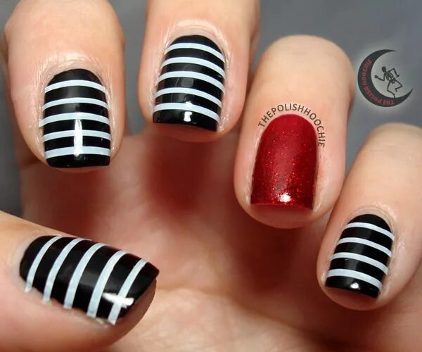 Красный маникюр с черными полосками Trend Alert: Embrace the Colorful Nail Manicure