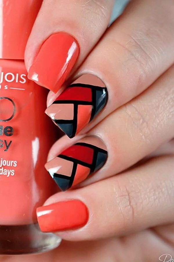 Красный маникюр с геометрией 80 Summer Nail Art Designs & Ideas That You Will Love " Spring nail art, Trendy 