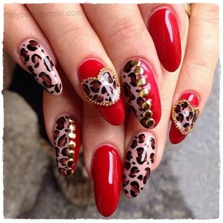 Красный маникюр с леопардовым дизайном 70+ Easy crazy valentines day nail arts design ideas 2019 Nail designs, Pretty n
