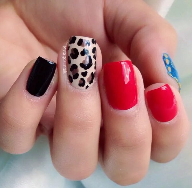 Красный маникюр с леопардовым принтом Pin on Cute nails Leopard nails, Nails, Leopard print nails
