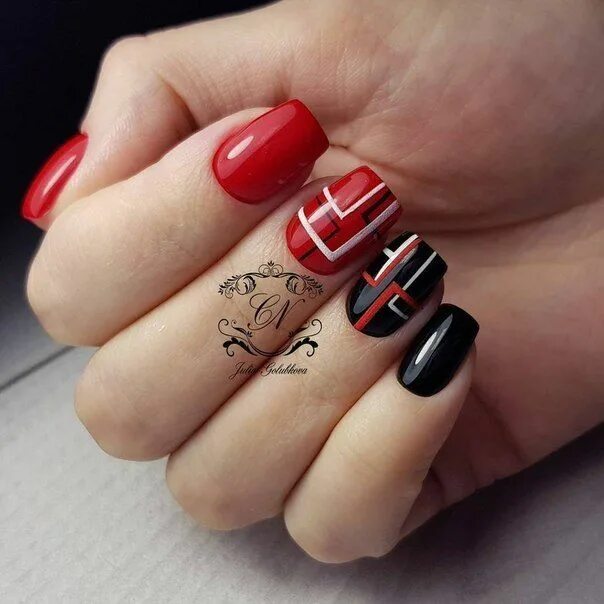 Красный маникюр с лицами Дизайн Ногтей 2017 Nail art, Red nails, Nail art designs