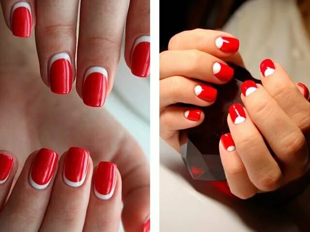 Красный маникюр с лунками Novelties for nail design manicure red