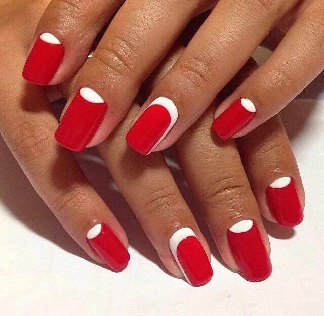 Красный маникюр с лунками Пин на доске Nail Designs Ногти