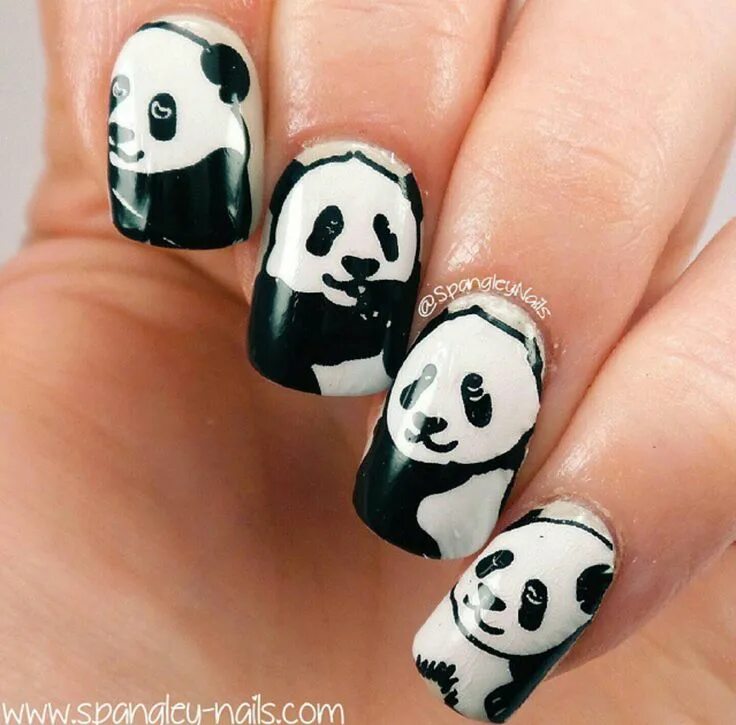 Красный маникюр с пандой Panda Bear nail art Cute nail art designs, Panda nail art, Bears nails