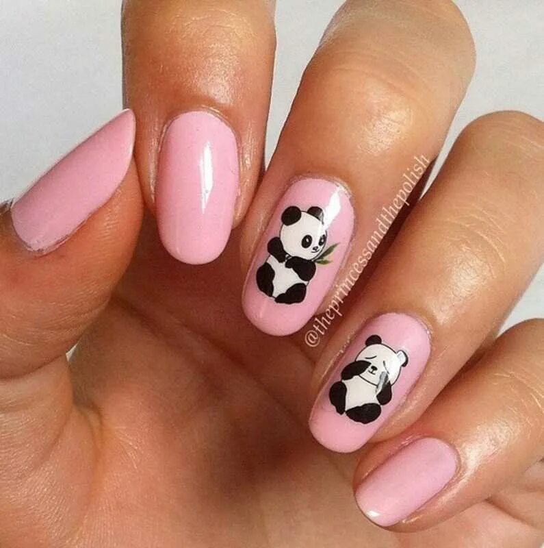 Красный маникюр с пандой Маникюр панда фото Strazi-Nail.ru