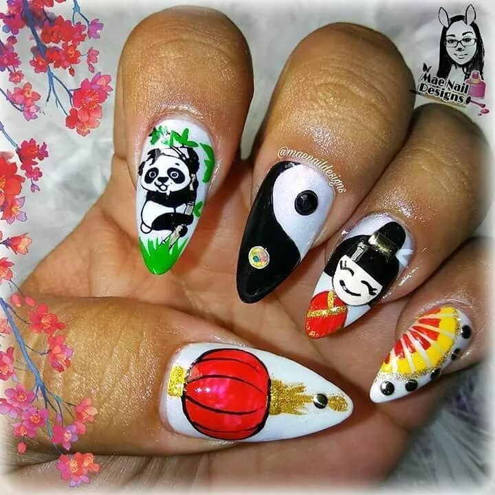 Красный маникюр с пандой 69 Cute Panda nail art designs trends 2018 Panda nail art, Design trends 2018, N
