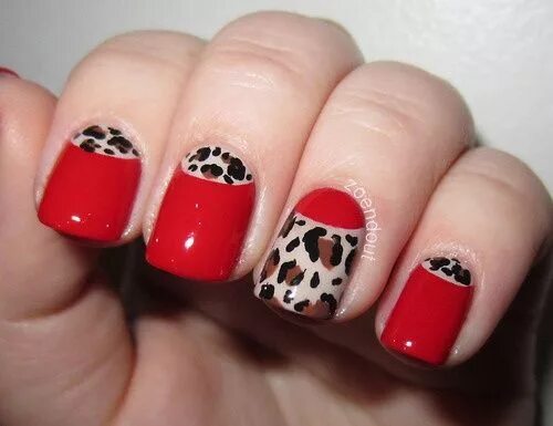 Красный маникюр с принтом 80 Best Nail Art Design Trends And Manicure Ideas 2022 Leopard nails, Red nail d