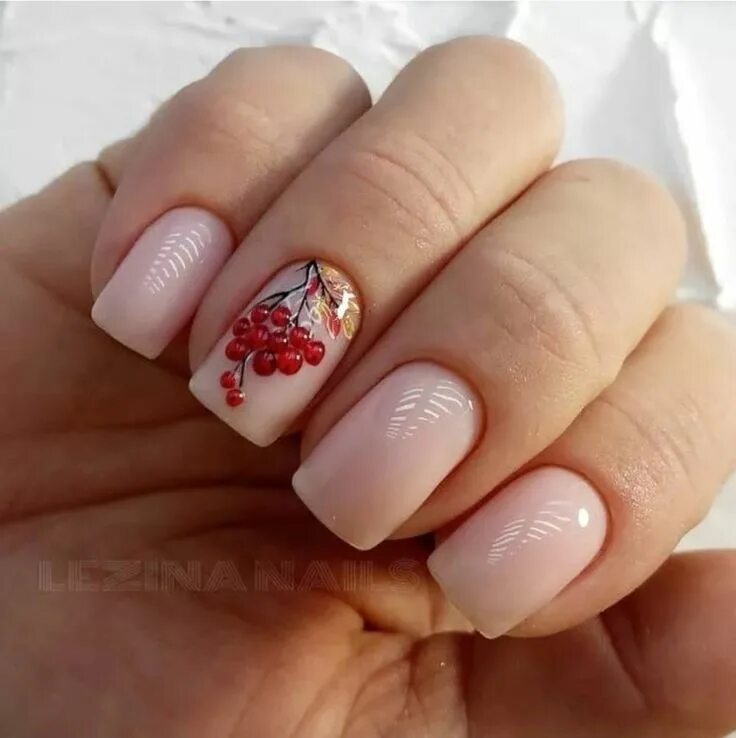 Красный маникюр с рябиной Пин на доске Nails Гелевые ногти, Дизайнерские ногти, Длинные акриловые ногти