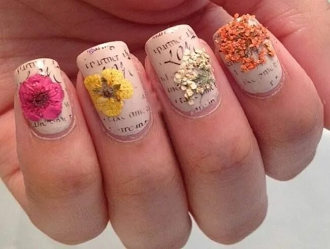 Красный маникюр с сухоцветами Pin on Nagelpflege