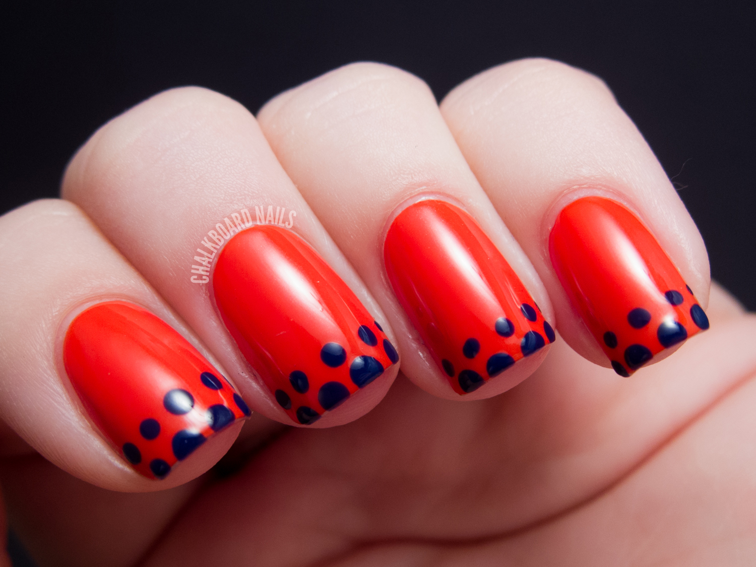Красный маникюр с точками Easy Dotted French Tip - OPI Euro Centrale Nail Art Chalkboard Nails Phoenix, Ar