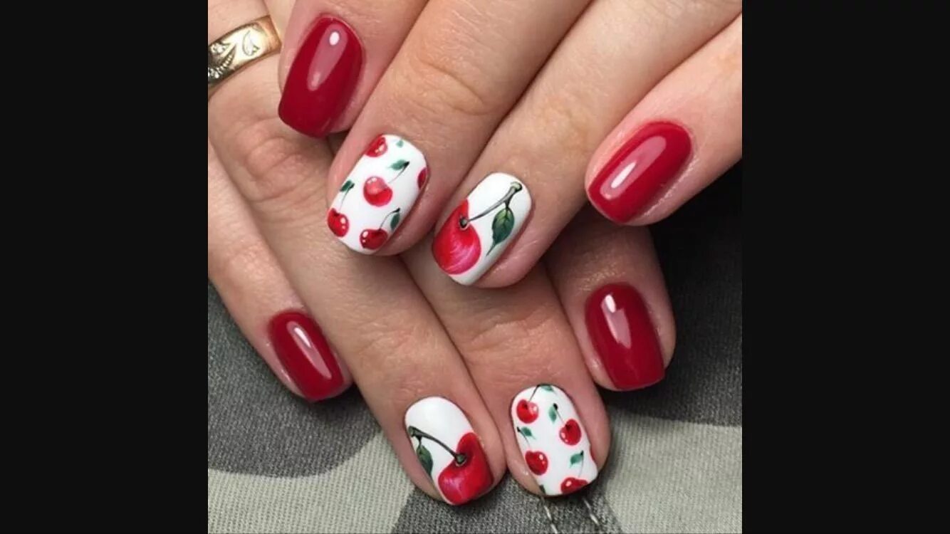 Красный маникюр с вишенками Pin on Нейл-арт Nails, Beauty