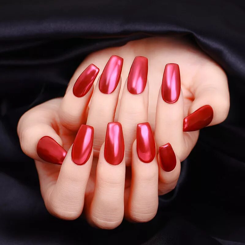 Красный маникюр с втиркой NICOLE DIARY Mirror Red Nail Glitter Powder Nail Art Dust Chrome Pigment Manicur