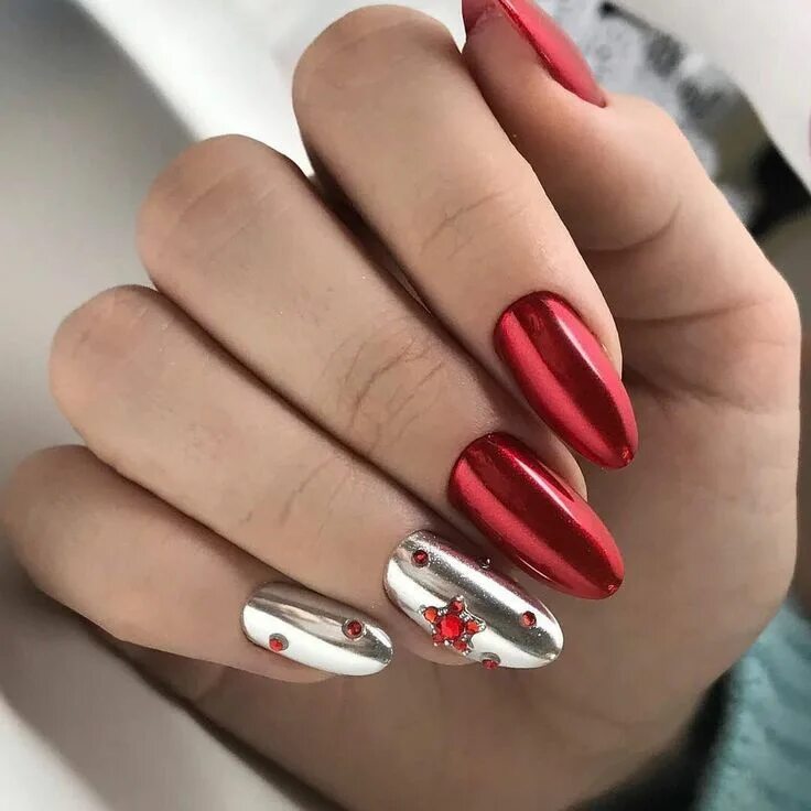 Красный маникюр с втиркой Pin by Анастасия Вячеславовна on Маникюр Red acrylic nails, Christmas nails, Sol
