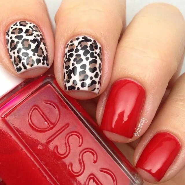 Красный маникюр с животным принтом Pin on Nail Art: Leopard Nails