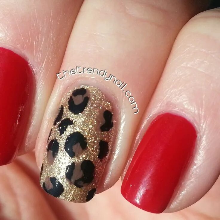 Красный маникюр с животным принтом Trendy Nail- Animal Print Accent Nail Leopard print nails, Cheetah nail designs,
