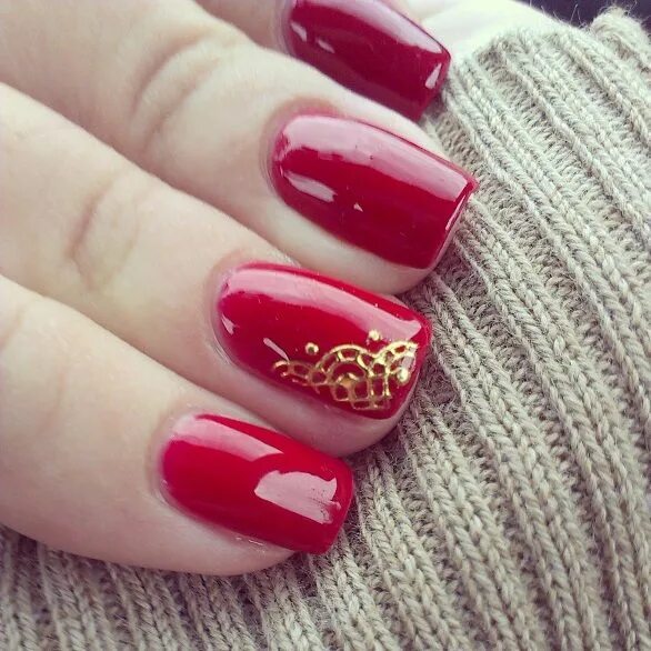 Красный маникюр со Uñas decoradas, Uñas rojas, Uñas decoradas con brillos