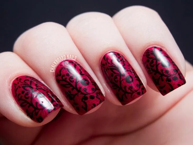 Красный маникюр со стемпингом unghii tehnice 2015 - Căutare Google Gel nail art designs, Nail art designs diy,