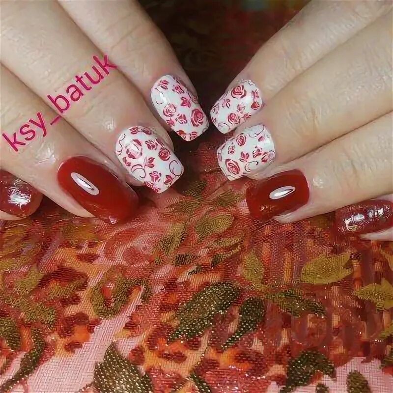 Красный маникюр со стемпингом 2024 Manicure for medium nails 2023 - Modnail.ru - Beautiful manicure
