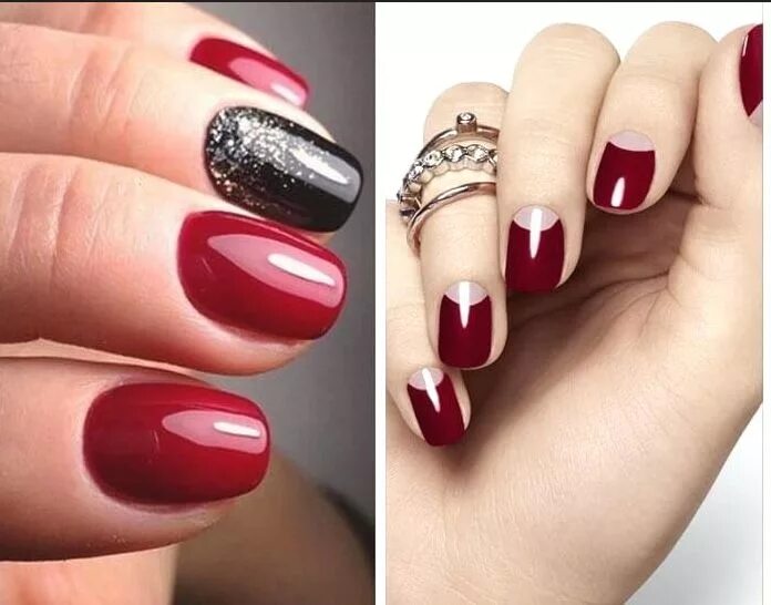 Красный маникюр сочетание с другими цветами Classy Nails