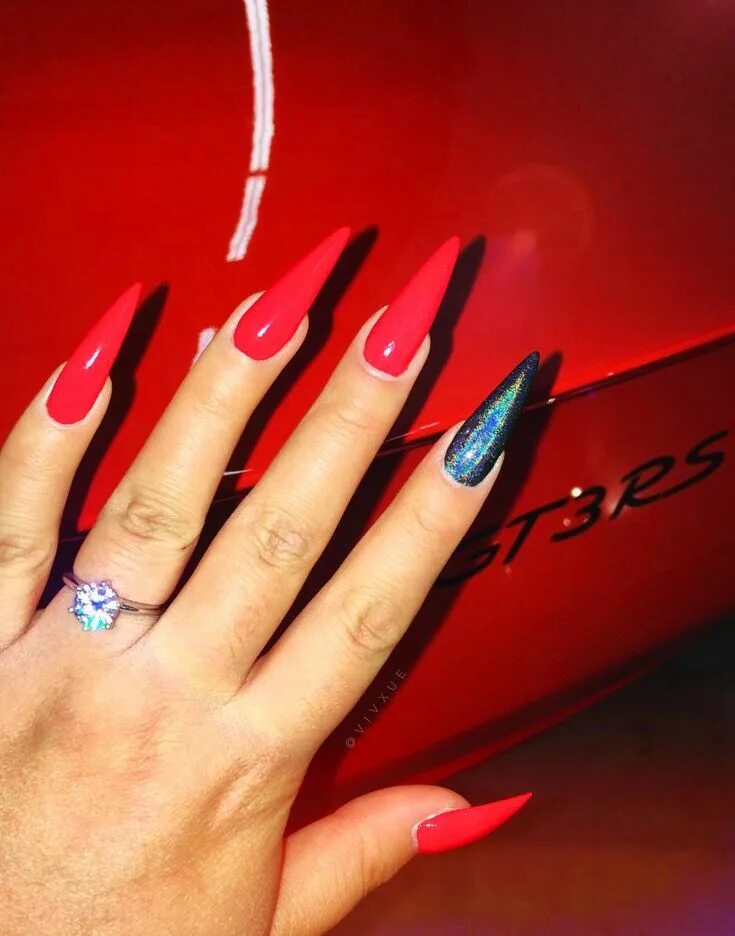 Красный маникюр стилеты 36 Amazing Acrylic Nail Ideas 2019 (With images) Paznokcie